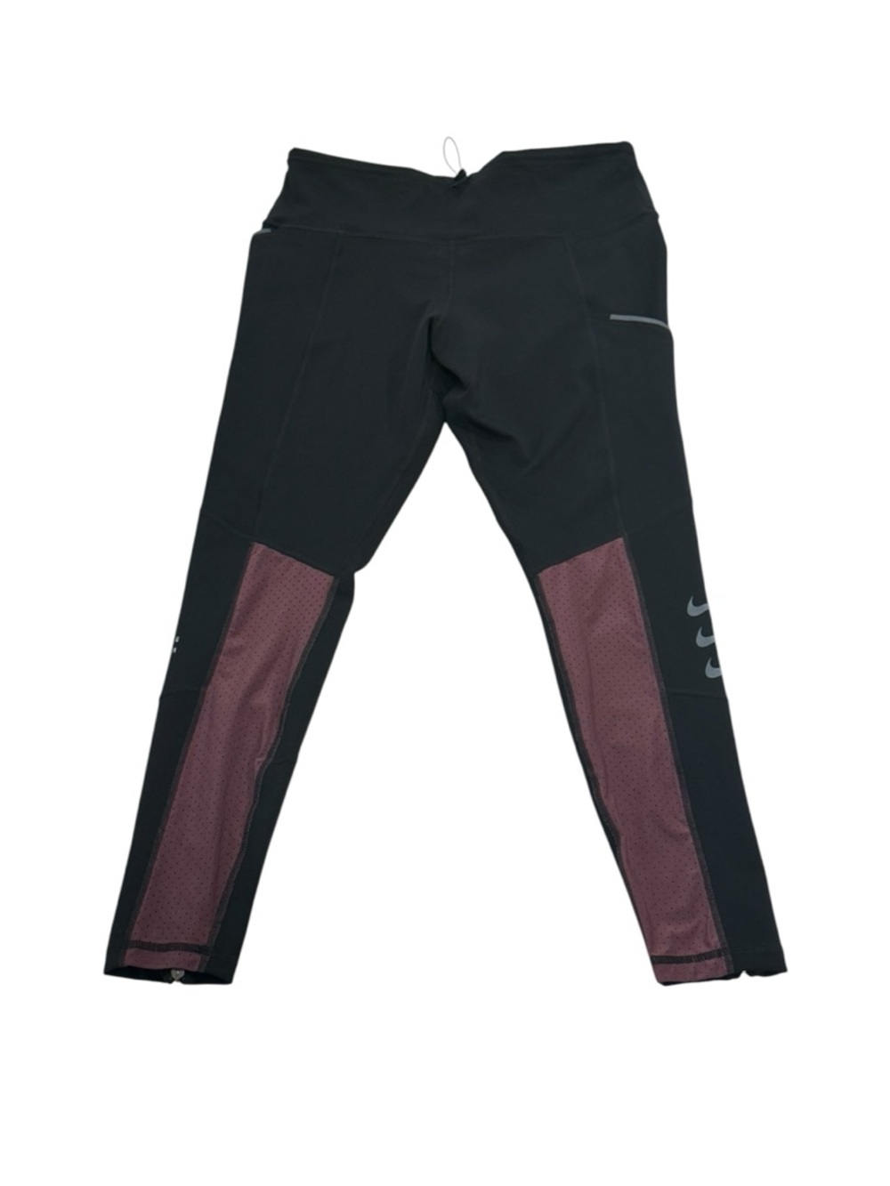 Nike Womens Run Division Epic Lux Mid Rise 7/8 Leggings Large Black & Burgandy